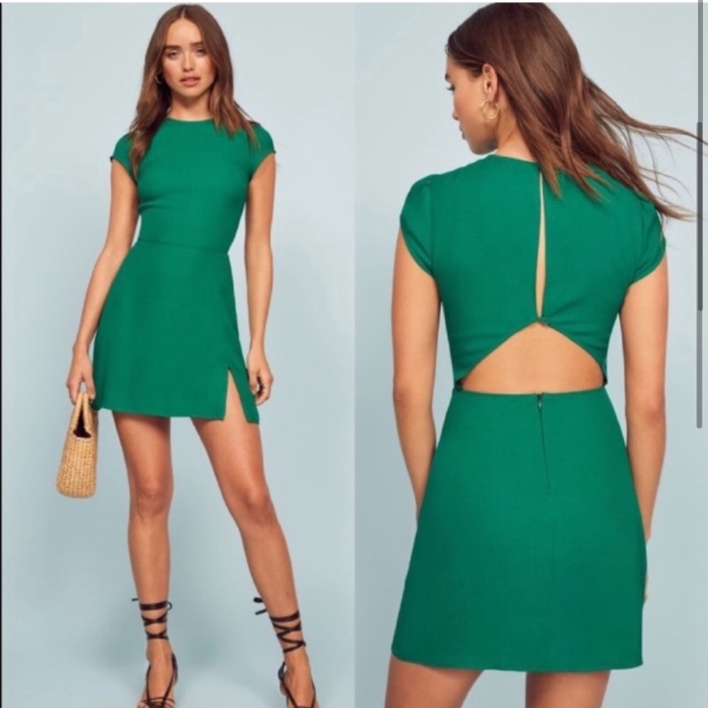 Reformation Lena Serpentine Emerald green mini